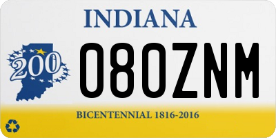 IN license plate 080ZNM