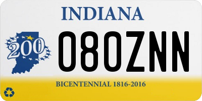 IN license plate 080ZNN