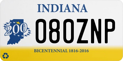 IN license plate 080ZNP