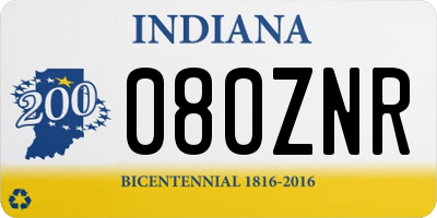 IN license plate 080ZNR