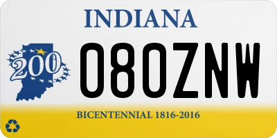 IN license plate 080ZNW