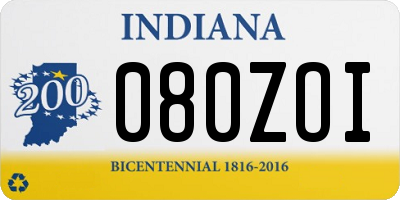 IN license plate 080ZOI