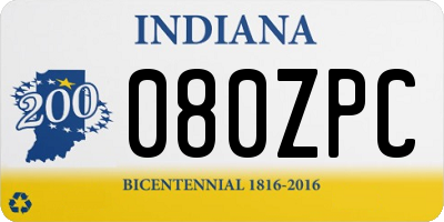 IN license plate 080ZPC