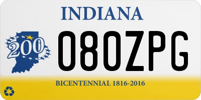 IN license plate 080ZPG