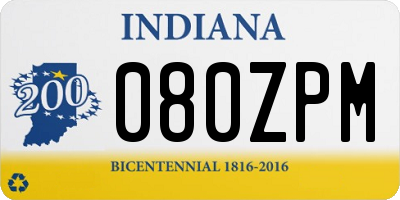 IN license plate 080ZPM