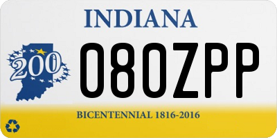 IN license plate 080ZPP