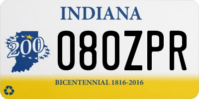 IN license plate 080ZPR