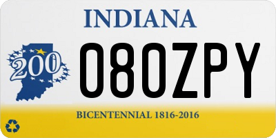IN license plate 080ZPY