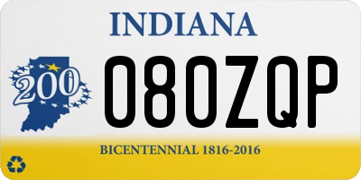 IN license plate 080ZQP
