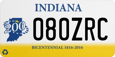 IN license plate 080ZRC