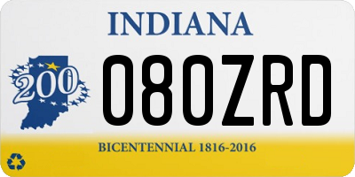 IN license plate 080ZRD