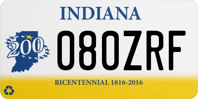 IN license plate 080ZRF