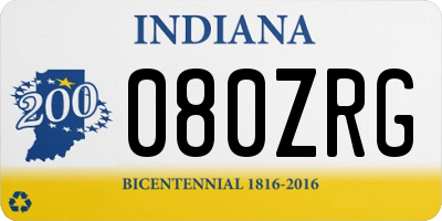 IN license plate 080ZRG