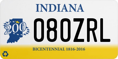 IN license plate 080ZRL