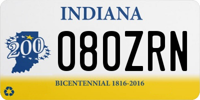 IN license plate 080ZRN