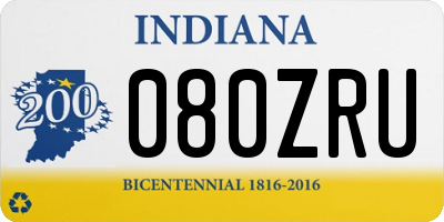 IN license plate 080ZRU