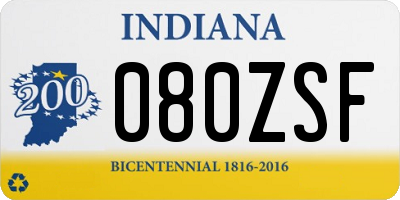 IN license plate 080ZSF