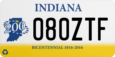 IN license plate 080ZTF