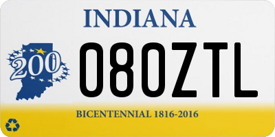 IN license plate 080ZTL