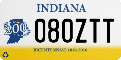 IN license plate 080ZTT