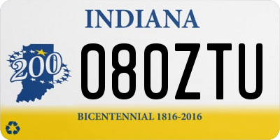 IN license plate 080ZTU