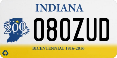 IN license plate 080ZUD