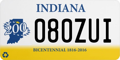 IN license plate 080ZUI