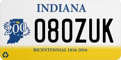 IN license plate 080ZUK