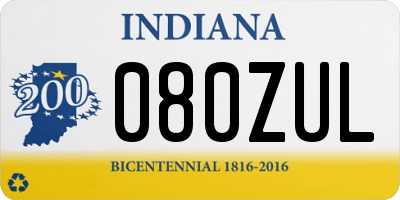 IN license plate 080ZUL