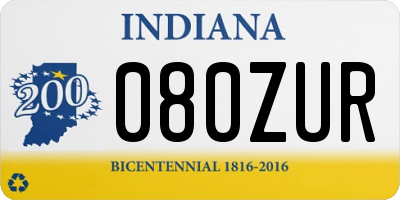IN license plate 080ZUR