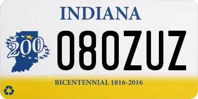 IN license plate 080ZUZ