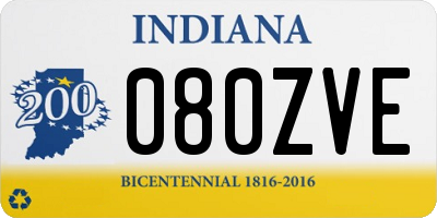 IN license plate 080ZVE