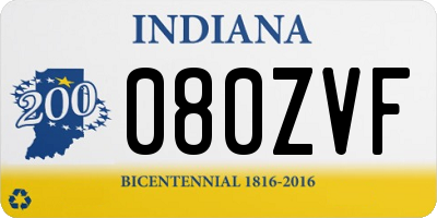 IN license plate 080ZVF