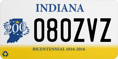 IN license plate 080ZVZ