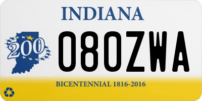 IN license plate 080ZWA