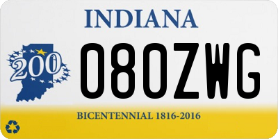 IN license plate 080ZWG