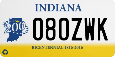 IN license plate 080ZWK