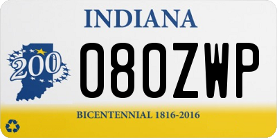 IN license plate 080ZWP
