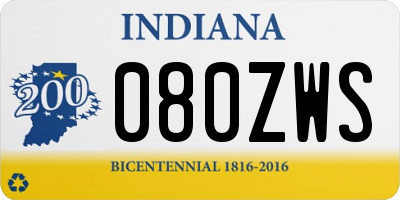 IN license plate 080ZWS
