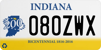 IN license plate 080ZWX