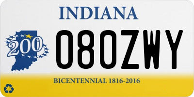 IN license plate 080ZWY