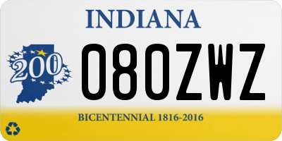 IN license plate 080ZWZ