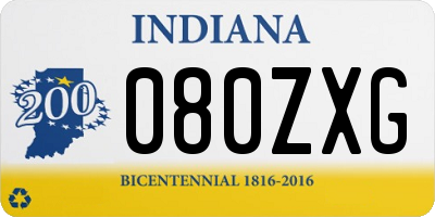 IN license plate 080ZXG
