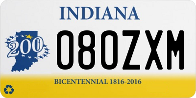 IN license plate 080ZXM