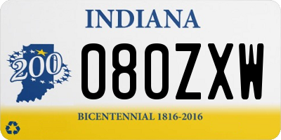 IN license plate 080ZXW