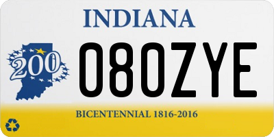 IN license plate 080ZYE