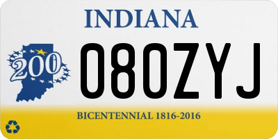 IN license plate 080ZYJ