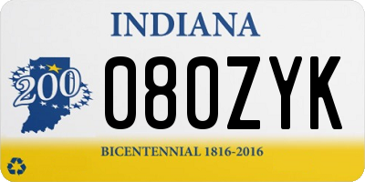 IN license plate 080ZYK