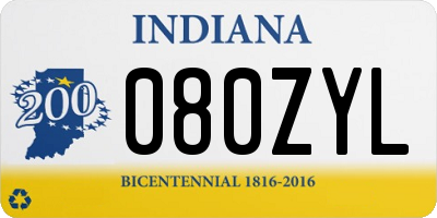 IN license plate 080ZYL