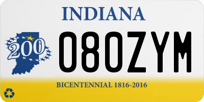 IN license plate 080ZYM
